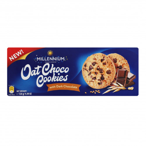 Печиво цільнозернове з темним шоколадом Oat Choco Cookies Millennium к/у 126г