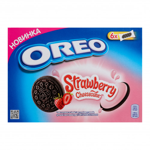 Печиво з какао та кремовою начинкою Strawberry Cheesecake Oreo к/у 228г