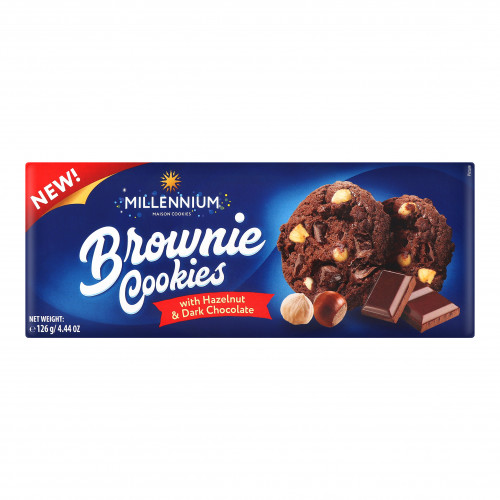 Печиво з лісовим горіхом і темним шоколадом Brownie Cookies Millennium к/у 126г