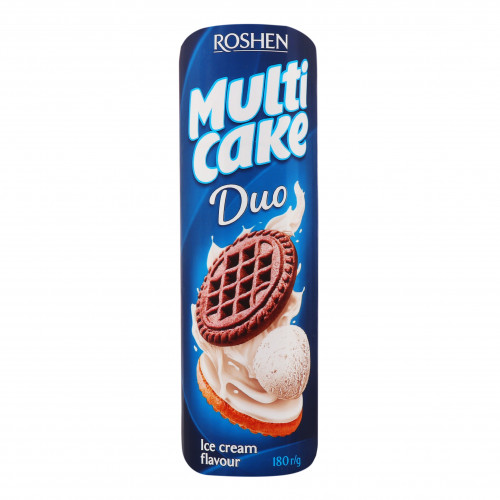 Печиво з начинкою зі смаком пломбіру Duo Multicake Roshen м/у 180г