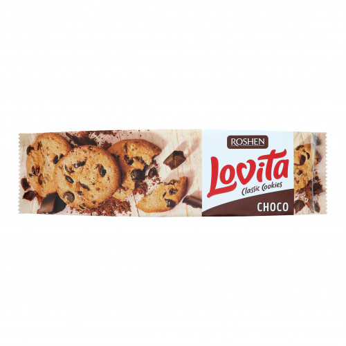 Печиво здобне з кусочками глазурі Lovita Classic Cookies Roshen м/у 150г