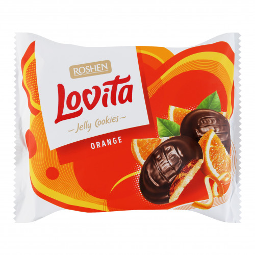 Печиво здобне з желейною начинкою Orange Lovita Jelly Cookies Roshen м/у 420г