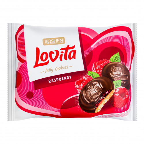 Печиво здобне з желейною начинкою Raspberry Lovita Jelly Cookies Roshen м/у 420г