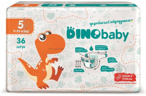 Підгузки Dino Baby 5 (11-25кг) 36шт В*, 36шт/уп