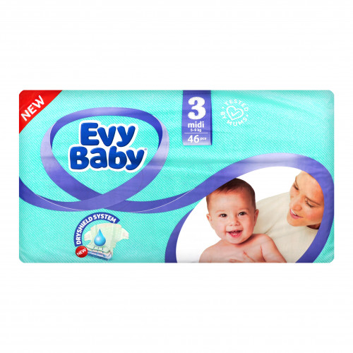 Підгузки дитячі 5-9кг 3 Midi Evy Baby 46шт