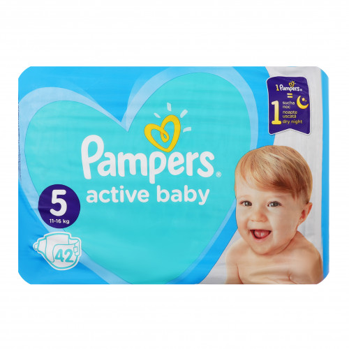 Підгузки для дітей одноразові 11-16кг 5 Active baby Pampers 42шт