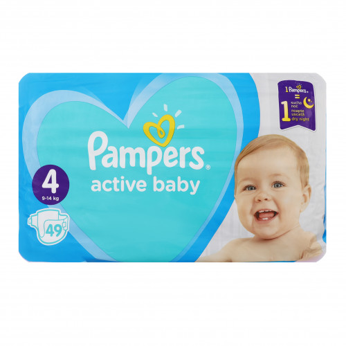 Підгузки для дітей одноразові 9-14кг 4 Active baby Pampers 49шт