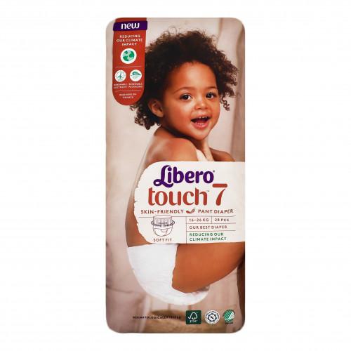Підгузники-трусики Libero Touch 7 для дітей 16-26кг 28шт