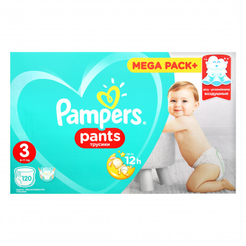 Підгузки-трусики Pampers Pants Mega Pack + дитячі 6-11кг 120шт/уп
