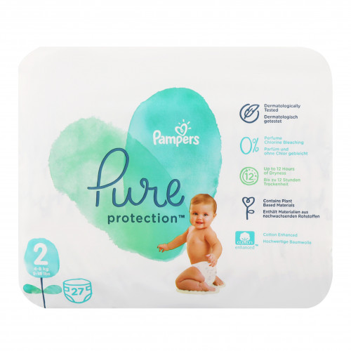 Підгузники дитячі 4-8кг Pure protection Pampers 27шт