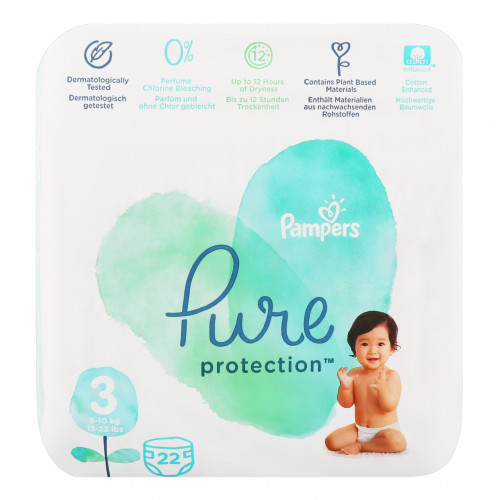 Підгузники дитячі 6-10кг Pure protection Pampers 22шт