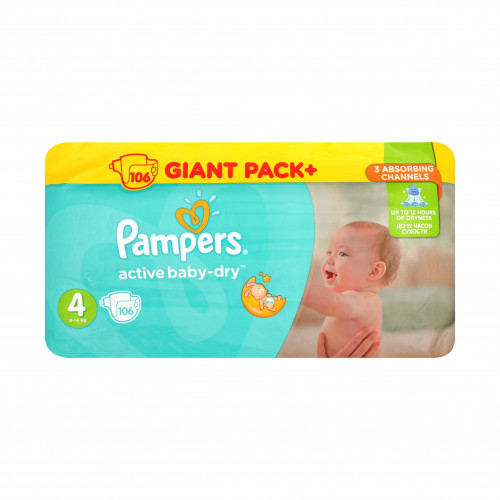 Підгузники дитячі Pampers Active Baby-Dry Maxi 7-14 кг Мала Мега Упаковка 106