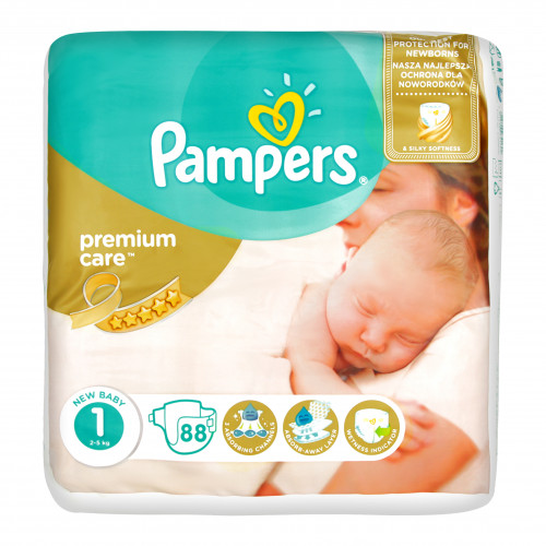Підгузники дитячі Pampers Premium Care Newborn 2-5 кг Економічна Упаковка 88
