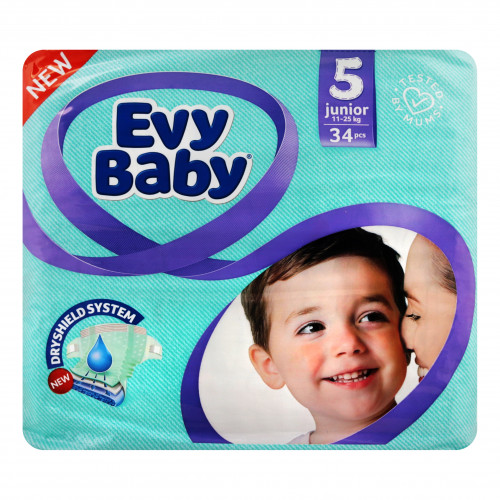 Підгузники для дітей 11-25кг 5 Junior Evy Baby 34шт