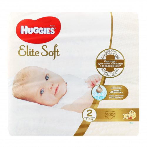 Підгузники для дітей 4-6кг 2 Elite Soft Huggies 100шт