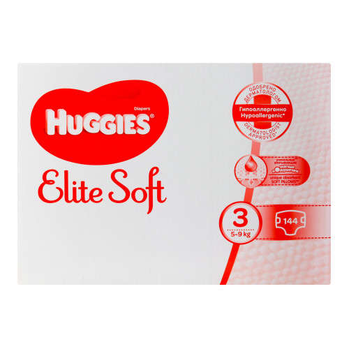 Підгузники для дітей 5-9кг 3 Elite Soft Huggies 144шт