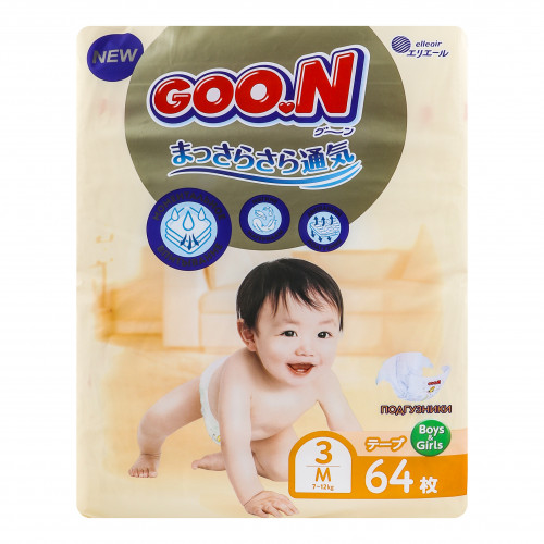Підгузки Goo.N Premium Soft 7-12кг 3/M 64шт