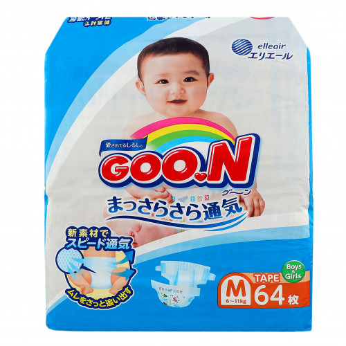 Підгузники гігієнічні для дітей 6-11кг M Goo.N 64шт