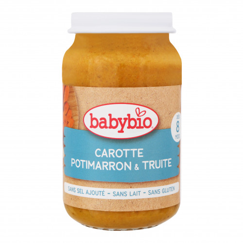 Пюре для дітей від 12міс з моркви гарбуза та форелі органічне Babybio с/б 200г