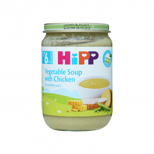 Пюре для дітей від 6міс Овочевий суп з курчам Hipp с/б 190г