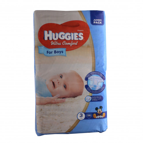 Подгузники Huggies Ultra Comfort Размер 3 для мальчиков 5-9 кг, 56 шт