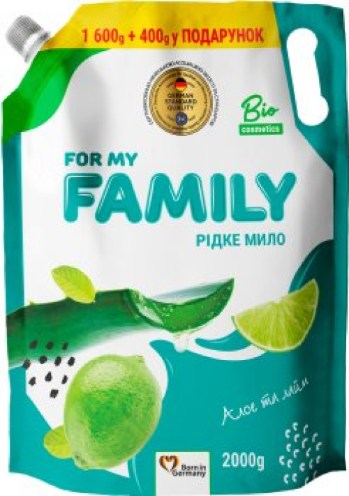 Рідке мило For my FAMILY "Алоє та лайм" 2000г (DOYPACK)