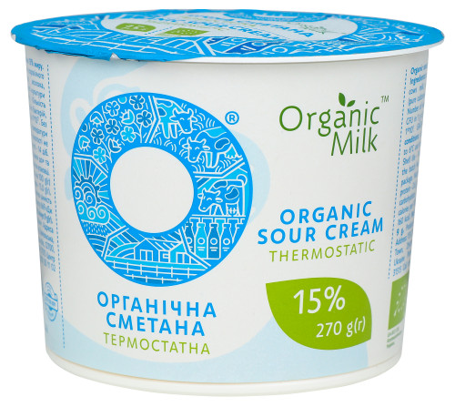 Сметана 15% термостатна Organic Milk ст 270г