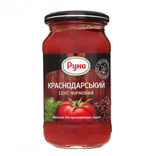 Соус стерилізований Краснодарський фірмовий Руна с/б 485г