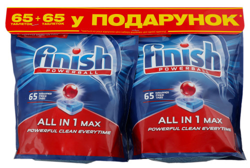 Таблетки для посудомийних машин All in 1 Max Powerball Finish 2х65шт