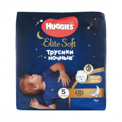 Трусики-підгузники дитячі нічні 12-17кг Elite Soft Huggies 17шт