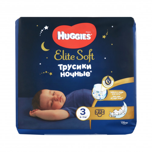 Трусики-підгузники дитячі нічні 6-11кг Elite Soft Huggies 23шт
