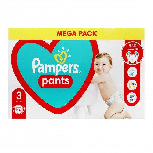 Трусики-підгузники для дітей 6-11кг 3 Pants Pampers 128шт