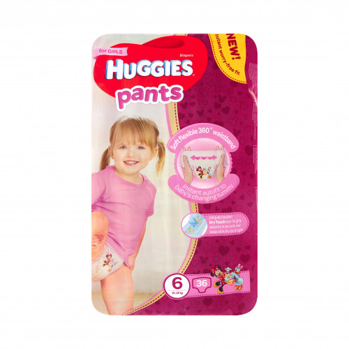 Трусики-підгузники huggies 6, 36шт Дівчатка