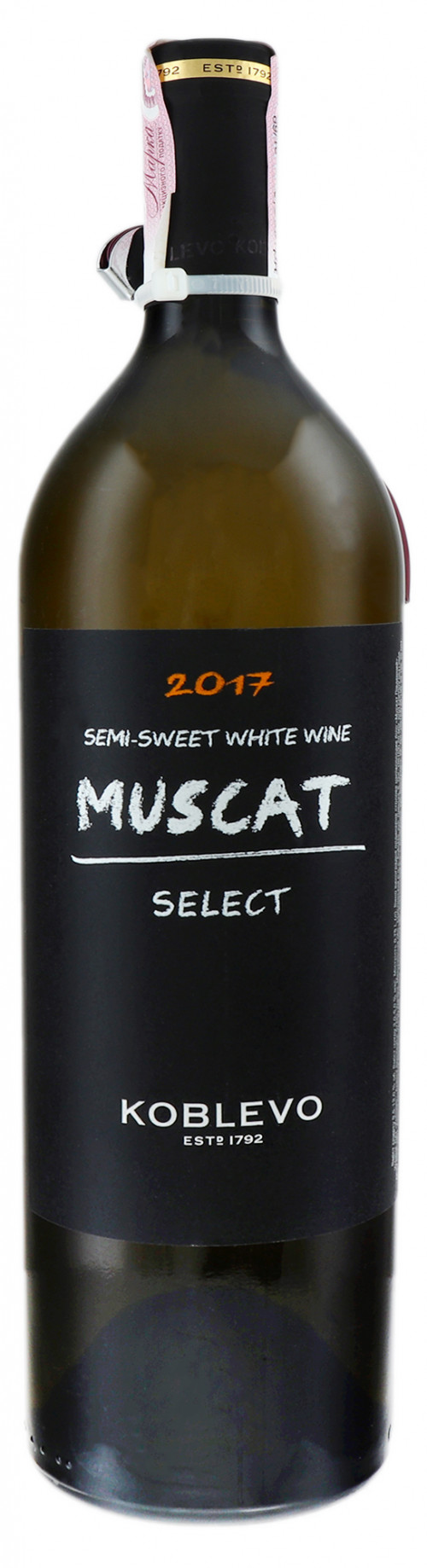 Вино 0.75л 9.5-13% біле напівсолодке Muscat Koblevo пл
