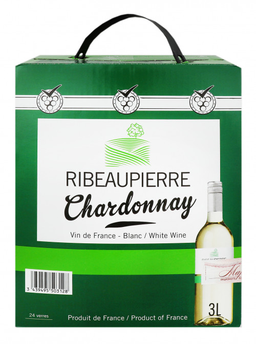 Вино 3л 12.5% біле сухе Chardonnay Ribeaupierre к/у