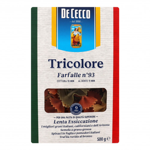 Вироби макаронні Farfalle Tricolore De Cecco к/у 500г