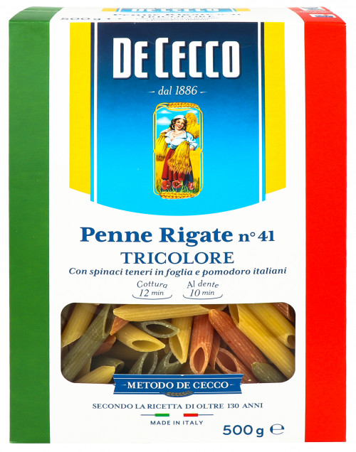 Вироби макаронні Penne Rigate №41 Tricolor De Cecco к/у 500г